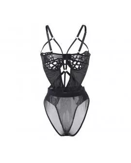 SUBBLIME - 954055 SEXY SPITZEN-BODY SCHWARZ S/M
