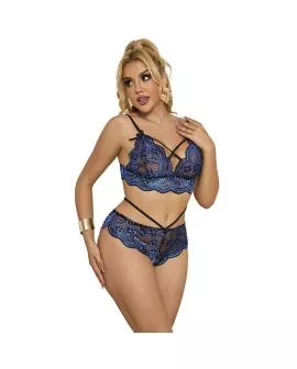 SUBBLIME Spitzen-BH und Höschen Set Blau S/M - 954062