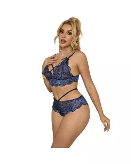 SUBBLIME Spitzen-BH und Höschen Set Blau S/M - 954062