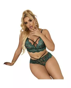 SUBBLIME Spitzen-BH + Slip Set Grün L/XL