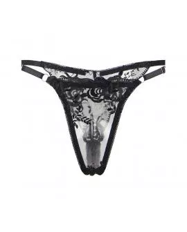 SUBBLIME - 945244 BH + HÖSCHEN MIT STRUMPFGÜRTEL BLUMENDESIGN SCHWARZ L/XL