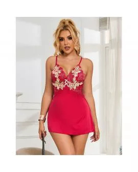 SUBBLIME - 954130 BABYDOLL MIT ROTEM BLUMENMUSTER L/XL