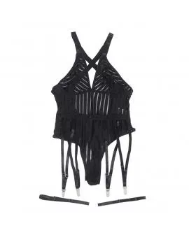 SUBBLIME - 954147 BODY MIT STRUMPFGÜRTEL SCHWARZ S/M