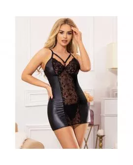 SUBBLIME - 954178 KLEID + TANGA LEDER SCHWARZ L/XL