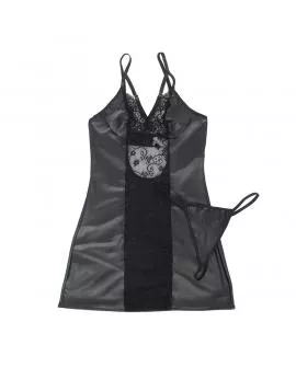 SUBBLIME - 954178 KLEID + TANGA LEDER SCHWARZ L/XL