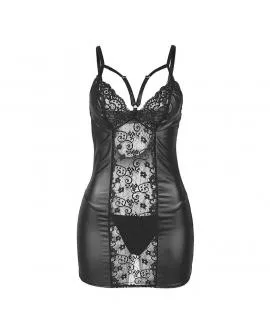SUBBLIME - 954178 KLEID + TANGA LEDER SCHWARZ L/XL
