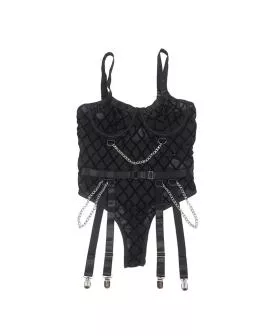 SUBBLIME - 9542277 BODY MIT KETTEN + STRUMPFGÜRTEL SCHWARZ L/XL