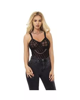 SUBBLIME - 9542277 BODY MIT KETTEN + STRUMPFGÜRTEL SCHWARZ L/XL