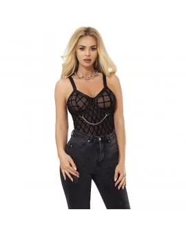 SUBBLIME - 954260 KÖRPER MIT KETTEN + STRUMPFGÜRTEL SCHWARZ S/M