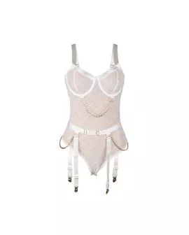 Subblime - Body mit Ketten und Strumpfgürtel weiß L/XL 954291