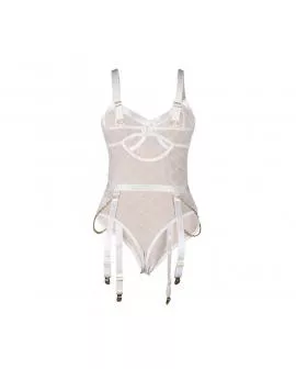 SUBBLIME - 954291 BODY MIT KETTEN + STRUMPFGÜRTEL WEISS L/XL