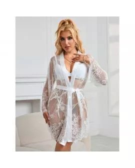 SUBBLIME - 954369 LANGÄRMELIGES NACHTHEMD MIT BLUMENMUSTER WEISS S/M