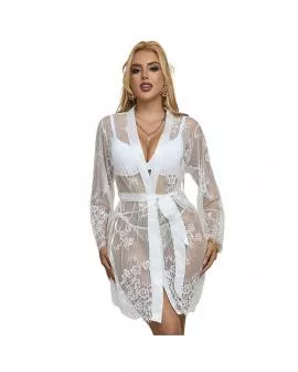 SUBBLIME - 954376 LANGÄRMELIGES NACHTHEMD MIT BLUMENMUSTER WEISS L/XL