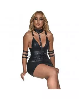 SUBBLIME - 954406 BONDAGE-KLEID AUS LEDER, SCHWARZ, S/M