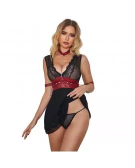 SUBBLIME - 954420 BONDAGE-KLEID AUS SPITZE SCHWARZ S/M