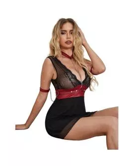 SUBBLIME Bondage-Kleid aus Spitze Schwarz L/XL - 954437