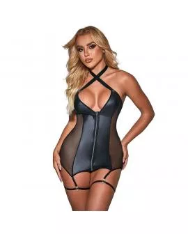 SUBBLIME - 954451 SEXY MESH KLEID LEDER SCHWARZ L/XL