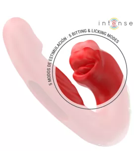 Intense Nathy Doppeld Vibrator mit Stimulierendem Mund - Rot