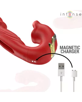 Intense Nathy Doppeld Vibrator mit Stimulierendem Mund - Rot