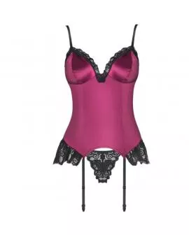 LIVCO CORSETTI FASHION - AGRAFENA CF 90436 KORSETT + TANGA BURGUNDER S/M