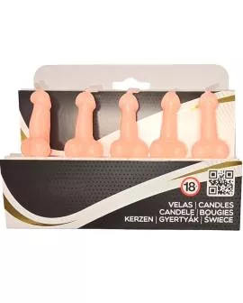 DIABLO PICANTE - 5 fleischfarbene Penis-Kerzen Box