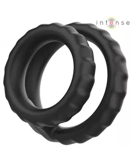 INTENSE - DEWEY DOPPELTER PENISRING AUS SILIKON SCHWARZ MODELL 2
