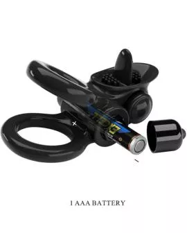 Pretty Love Passionate Ring - Doppel-Vibrationsring Klitoris-Stimulator Schwarz