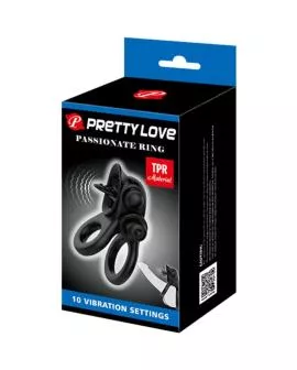 Pretty Love Passionate Ring - Doppel-Vibrationsring Klitoris-Stimulator Schwarz