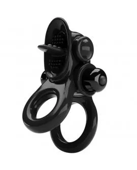 PRETTY LOVE - PASSIONATE RING DOPPELTER VIBRATIONSRING + KLITORIS-STIMULATOR SCHWARZ