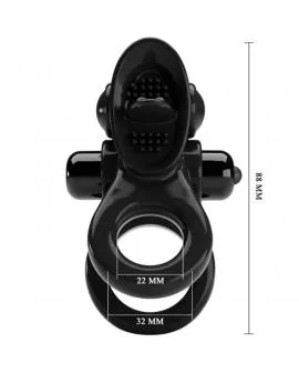 PRETTY LOVE - PASSIONATE RING DOPPELTER VIBRATIONSRING + KLITORIS-STIMULATOR SCHWARZ