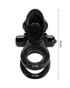 Pretty Love Passionate Ring - Doppel-Vibrationsring Klitoris-Stimulator Schwarz