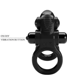 Pretty Love Passionate Ring - Doppel-Vibrationsring Klitoris-Stimulator Schwarz