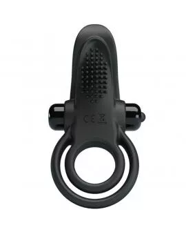 PRETTY LOVE - DOPPELTER VIBRATIONSRING + KLITORISSTIMULATOR 10 VIBRATIONEN SCHWARZ