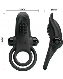PRETTY LOVE - DOPPELTER VIBRATIONSRING + KLITORISSTIMULATOR 10 VIBRATIONEN SCHWARZ