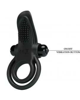 PRETTY LOVE - DOPPELTER VIBRATIONSRING + KLITORISSTIMULATOR 10 VIBRATIONEN SCHWARZ