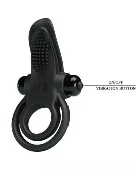 PRETTY LOVE - DOPPELTER VIBRATIONSRING + KLITORISSTIMULATOR 10 VIBRATIONEN SCHWARZ