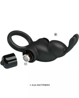 PRETTY LOVE - VIBRATIONSRING + RABBIT-KLITORIS-STIMULATOR 10 VIBRATIONEN SCHWARZ