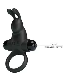 PRETTY LOVE - VIBRATIONSRING + RABBIT-KLITORIS-STIMULATOR 10 VIBRATIONEN SCHWARZ
