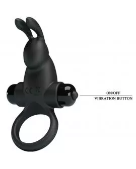 PRETTY LOVE - VIBRATIONSRING + RABBIT-KLITORIS-STIMULATOR 10 VIBRATIONEN SCHWARZ