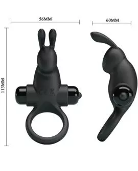 PRETTY LOVE - VIBRATIONSRING + RABBIT-KLITORIS-STIMULATOR 10 VIBRATIONEN SCHWARZ