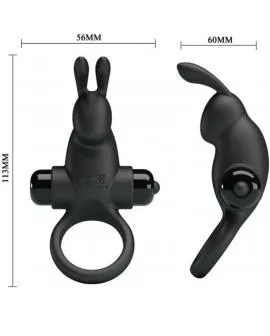 PRETTY LOVE - VIBRATIONSRING + RABBIT-KLITORIS-STIMULATOR 10 VIBRATIONEN SCHWARZ