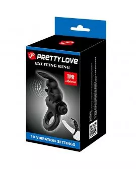PRETTY LOVE - AUFREGENDER RING RABBIT VIBRATORRING 10 VIBRATIONEN SCHWARZ