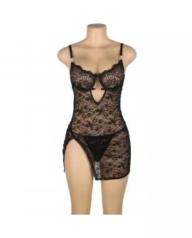 SUBBLIME - 954185 SPITZEN-BABYDOLL MIT VERSTELLBAREN TRÄGERN SCHWARZ S/M
