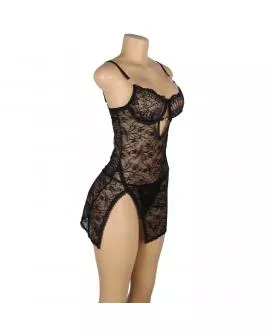 SUBBLIME - 954185 SPITZEN-BABYDOLL MIT VERSTELLBAREN TRÄGERN SCHWARZ S/M
