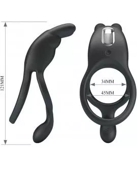 PRETTY LOVE - SETH DOPPEL-VIBRATIONSRING RABBIT 7 VIBRATIONEN SCHWARZ