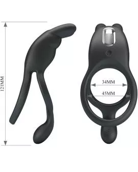 PRETTY LOVE - SETH DOPPEL-VIBRATIONSRING RABBIT 7 VIBRATIONEN SCHWARZ