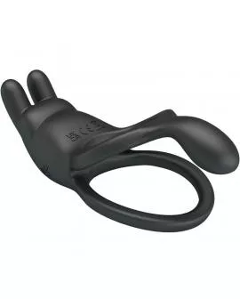 PRETTY LOVE - SETH DOPPEL-VIBRATIONSRING RABBIT 7 VIBRATIONEN SCHWARZ