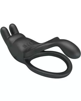 PRETTY LOVE - SETH DOPPEL-VIBRATIONSRING RABBIT 7 VIBRATIONEN SCHWARZ