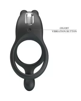PRETTY LOVE - SETH DOPPEL-VIBRATIONSRING RABBIT 7 VIBRATIONEN SCHWARZ