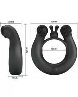 PRETTY LOVE - DAHLIA VIBRATIONSRING + KLITORISSTIMULATOR 12 VIBRATIONEN SCHWARZ